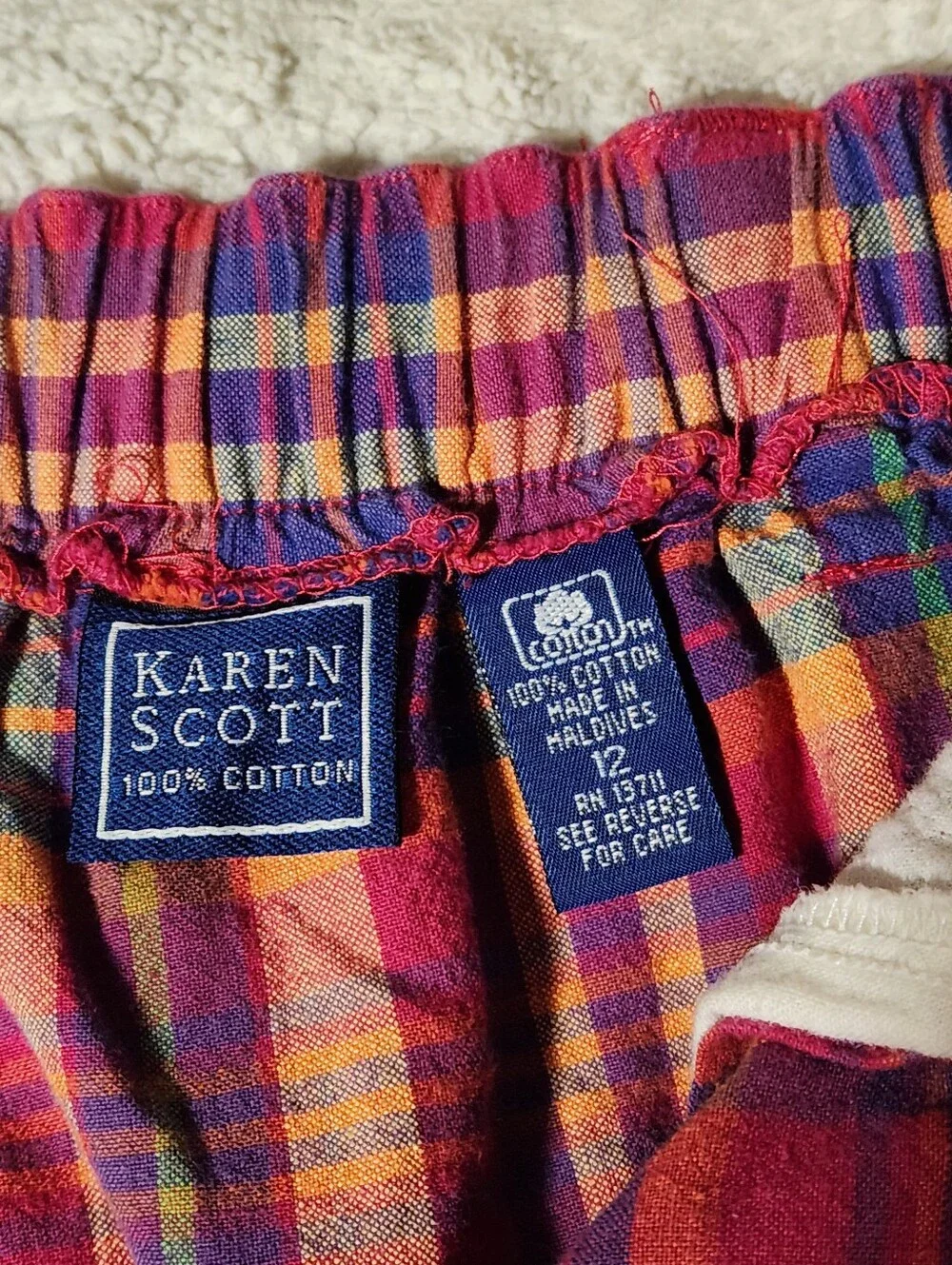 Vtg Karen Scott 90s Plaid Mom Shorts Size 12 Cotton High Waisted Pleated Madras